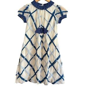MI MI SOL | Cream Dress with Grosgrain Collar and Hand braided Lattice | Size 6